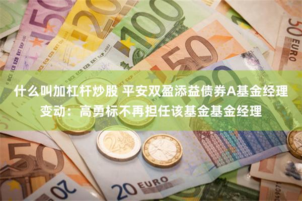 什么叫加杠杆炒股 平安双盈添益债券A基金经理变动：高勇标不再担任该基金基金经理